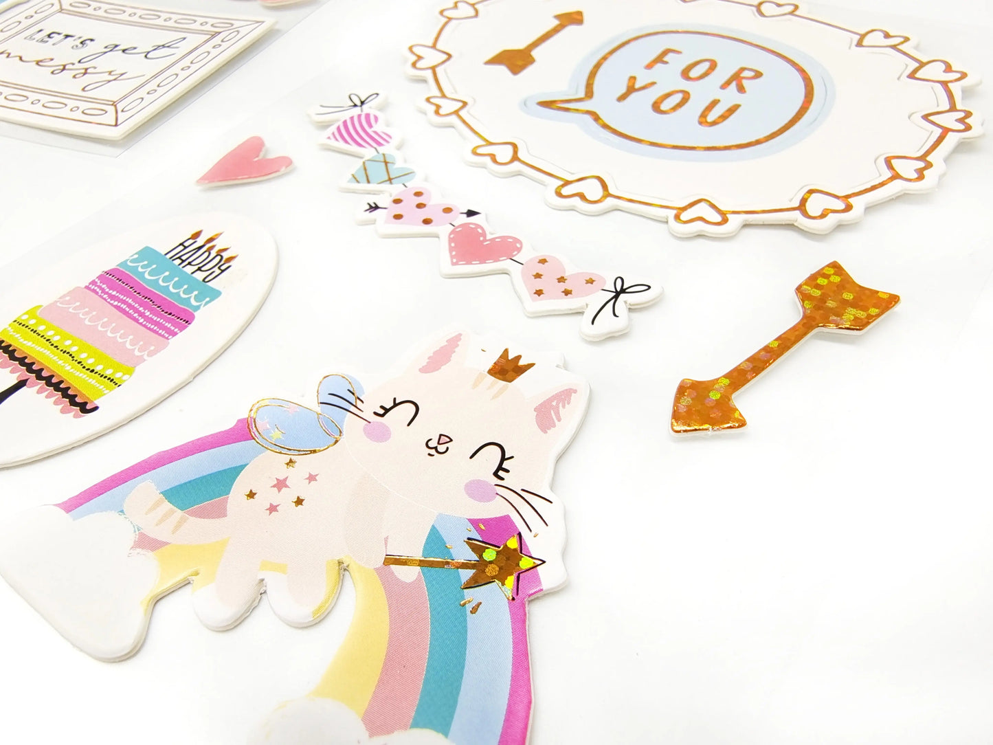 Holiday Gilding Hardboard Stickers Album Journal Stickers 2PCs Keep Adore