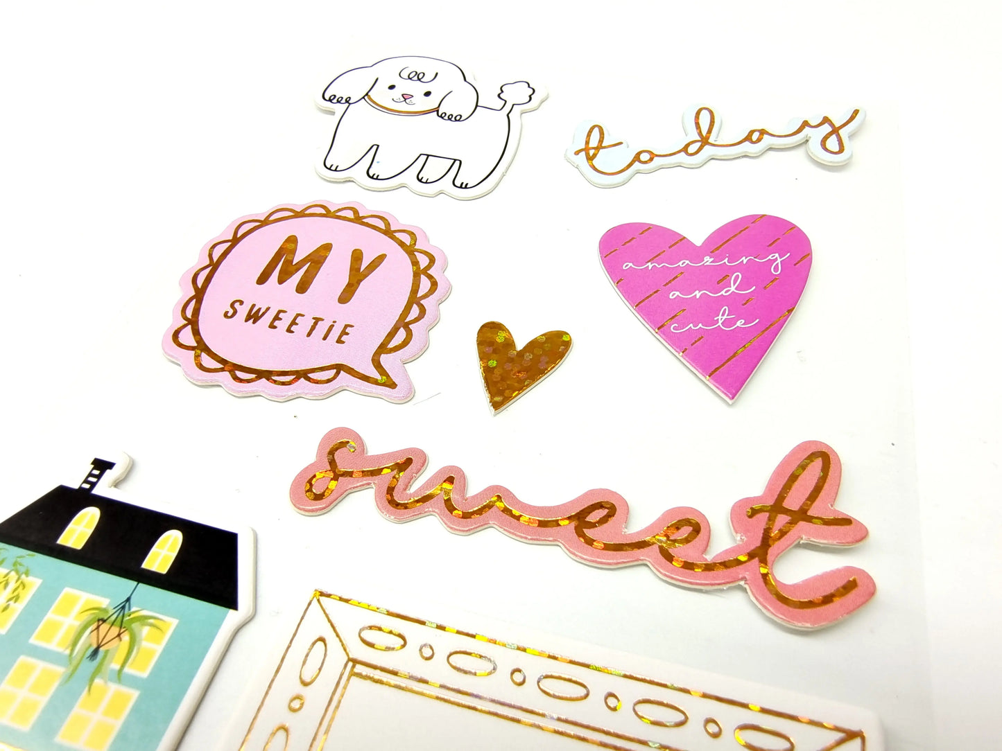 Holiday Gilding Hardboard Stickers Album Journal Stickers 2PCs Keep Adore