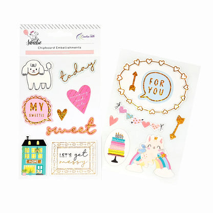 Holiday Gilding Hardboard Stickers Album Journal Stickers 2PCs Keep Adore